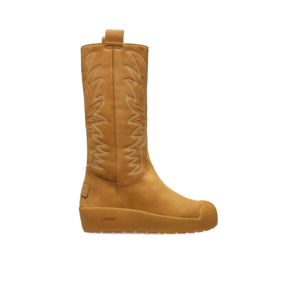 NEW BALLY women's montana leather knee-high boots in brown